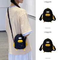 Summer cartoon canvas bag childrens small bag girl 2023 new niche design Messenger chick bag cute and funny 【BYUE】