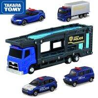 TAKARA รถของเล่นสำหรับเด็ก5ชิ้นชุดรถตำรวจที่ยึดมือถือในรถยนต์รถตำรวจรถโลหะผสมรถยนต์โมเดลรถของเล่นของขวัญเพื่อการศึกษาเด็กผู้ชาย