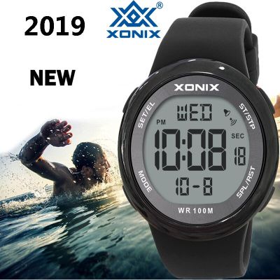 XONIX นาฬิกาผู้ชาย,นาฬิกากีฬาหรูของแท้นาฬิกาผู้ชาย Relogio Masculino LED ดิจิตอลกระจกอะคริลิคว่ายน้ำดำน้ำ