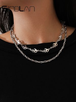 【cw】 Sindlan 2Pcs Color Chain Necklace Set for Punk Hip Pop Female Fashion Neck Jewelry Collar ！