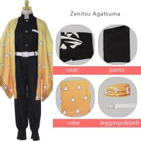 เครื่องแต่งกายคอสเพลย์ Zenitsu Agatsuma,วิกผมคอสเพลย์คอสเพลย์ปีศาจ Kimetsu No Yaiba เครื่องแต่งกายคอสเพลย์ญี่ปุ่นอะนิเมะผู้ชายชุดกิโมโน Comic Con พร็อพวิก