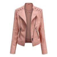 Spring And Autumn Pu Faux Leather Jacket Womens Leather Short Jacket Slim Lapel Thin Leather Jacket Womens Motorcycle Set