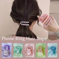 6Pcs/set Summer New Candy Color Telephone Wire Elastic Tie Rubber Stretch Hair Hair Cord Rope Head Band Frosted Spiral Band O7V7