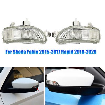 1 Pair Rearview Mirror Turn Signal Light Shell Indicator Transparent &amp; Silver 6V0949101 6V0 949 102 for Skoda Fabia 2015-2017 Rapid 2018-2020