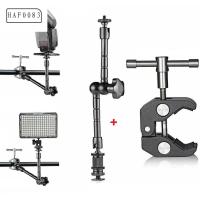 HAF0083 สตูดิโอภาพ อุปกรณ์เสริมกล้อง แฟลชกล้อง การติดตั้งจอภาพ โลหะ ไฟ LED 11 นิ้ว ซุปเปอร์แคลมป์ แขนวิเศษ แขนกลวิเศษ