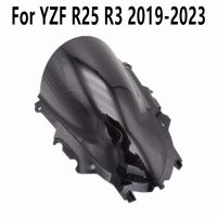 ☂พอดีกับ YZF กระจกบังลมกระจกหน้ารถใส่สีดำสำหรับ R3ยามาฮ่า R25 2019-2020-2021-2022-2023คุณภาพสูงการประชุม