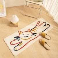 【SALES】 Bedside Long Carpet Cartoon Pattern Letter Cat Non-slip Carpets Living Room Floor Mat Water Absorption Rugs Tapetes De Sala