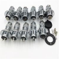 ๑ 10Set GX20 XLR with Dust Cover Disc Flange 2 3 4 5 6 7 8 9 10 12 14 Pin Female Plug Male Chassis Mount Socket Aviation Connector