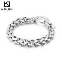 Kalen 316L สแตนเลสเกลียวหมุนสิงคโปร์ Chain ชาย210มม.Simple Clasp สร้อยข้อมือเครื่องประดับอัญมณี