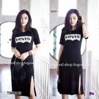 TW9043   Dress เดรส 5 ส่วน สกรีนลาย   **สอบถามก่อนสั่งซื้อ**