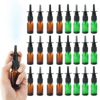 6pack 10ml Amber Nasal Spray Bottle Glass with Fine Nose Mist Sprayer Press Spray Head Empty Bottles Refillable Glass Atomizer Travel Size Bottles Con