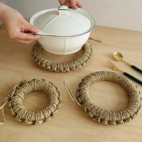 【CC】◎♀  Round Placemat Hemp Rope Hand Woven Non-slip Coaster Insulation Dish Cup