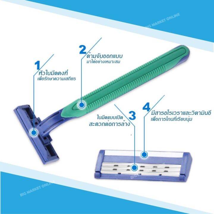 มีดโกน-มีดโกนหนวด-ที่โกนหนวด-มีดโกนขน-มีดโกนด้ามเขียว-ใบมีด-3ชั้น-ชุดละ-5-ด้าม-hn-0016
