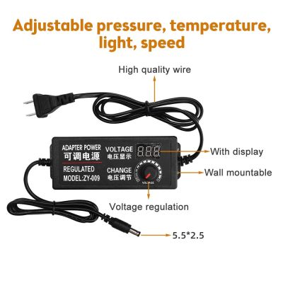 AC to DC อะแดปเตอร์ ปรับโวลท์ได้ 3V-12V พร้อมหน้าจอแสดงผล (ขนาดหัว 5.5 x 2.5 มม.) Voltage Adjustable Adapter 180V-240V 50-60Hz