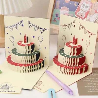 3D Up Greeting Card Music Happy Birthday Card LED Postcard With Envelope for Girl Kids Wife 3D Birthday Handmade Greeting Cards