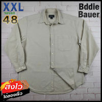 Bddie Bauer®แท้ อก 48 ไซส์ XXL เสื้อเชิ้ตผู้ชาย สีกากี เสื้อแขนยาว เสื้อใส่เที่ยวใส่ทำงาน