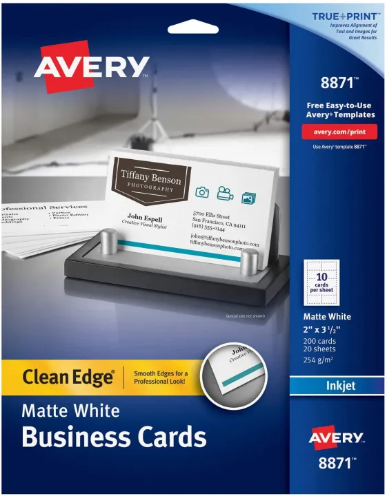 ‎AVERY Avery Printable Business Cards, Inkjet Printers, 200 Cards, 2 x ...