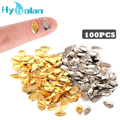 100pcs fly Fishing lure Sequin Noise Silver Gold Metal Copper Spoon Spinner Lure Tackle Willow Blades Smooth DIY Not Hurt Line Accessories
