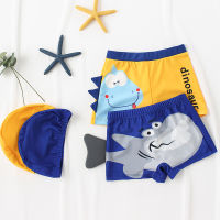 2021 New Kid Swimsuit Summer Children Swimming Trunks Boys Cartoon Dinosaur Split Boxer Swimsuit Suit Hooded