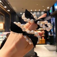 Retro Bow Pearl Hair Rope Temperament Hair Ties For Women Girls Elastic Rubber Band Lovely Ponytail Holder Headwear Hair Accessories