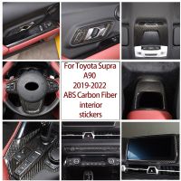 ABS Carbon Fiber For Toyota Supra A90 Center Console Control Panel Stee Wheel Window Glass Lifting Sticker Car Essories