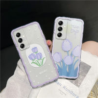 เคสโทรศัพท์ KONSMART สำหรับ Samsung A54 A24 A34 A14 LTE A13 Lite A23 A33 A53 A73 5G ใหม่ล่าสุดสีทิวลิปสีม่วงใสกรอบโทรศัพท์เทอร์โม TPU อ่อนสำหรับ A52s Samsung A52 A32 A72 A22 A12 A71 A51 A04 A04s A03s A03