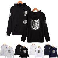 คุณภาพสูง 2023 2023 Japan Anime Attack on Titan Print Graphic Hoodies Shingeki No Kyojin Sweatshirts Unisex Cosplay Casual Hip Hop Streetwear Tops Thin hooded sweater สต็อกเพียงพอ