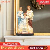รูปปั้นครอบครัวศักดิ์สิทธิ์ CCGREAT รูปปั้นในร่มรูปปั้นเรซินรูปแกะสลักคาทอลิกรูปปั้นพระเยซูสำหรับวางบนโต๊ะของขวัญทางศาสนา