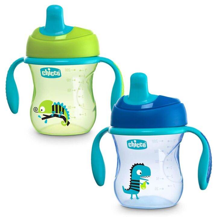 usa-แก้ว-หัดดื่ม-chicco-เทไม่หก-6m-7oz-semi-soft-spout-baby-trainer-sippy-cup-ขวดน้ำ-ถ้วยหัดดื่ม