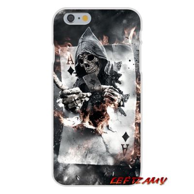 สำหรับ X XR XS MAX 4 4S 5 5S 5C SE 6 6 S 7 8 Plus Ipod Touch 5 6 Skull Grim Reaper โป๊กเกอร์การ์ดอุปกรณ์เสริมศัพท์กรณีครอบคลุม