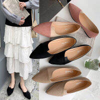 Fashion Women Splice Color Flats รองเท้าหญิรองเท้าคัชชู สวมใส่สบาย แฟชั่น ดีไซน์โดดเด่น Slip On Shoes Ready stock LTH226-33