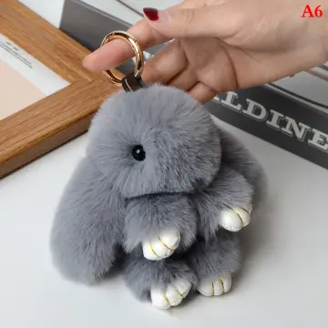 Kawaii Mini Rabbit Keychain Rabbit Fur Pompom Key Chains Women