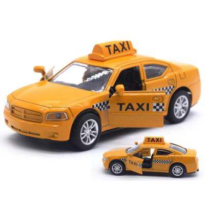 1/32 Diecast Alloy Taxi Pull Back Car Model with LED Sound Kids Education Toy