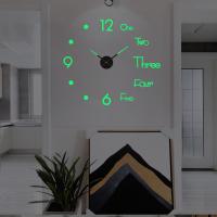 ZZOOI 3D Wall Clock Luminous Acrylic Wall Clocks DIY Digital Clock Wall Stickers Silent Clock for Home Living Room Decor Wall Decor