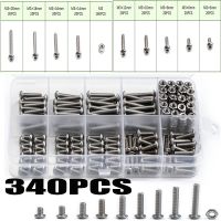 340Pcs/Set 5/6/8/10/12/14/16/18/20mm Assorted Stainless Steel M3 Screws with Hex Nuts Bolt Cap Socket Set