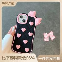 Apple โบว์น่ารักสีดำ13promax ซิลิโคน14pro เคสโทรศัพท์12Promax เคสป้องกัน7P เคส Zyj1872888