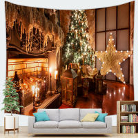 Christmas Tapestry Wall Decor for Bedroom Dorm Room Decoration Warm Christmas Night Festival Tapestry Psychedelic Wall Prints