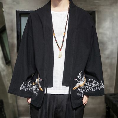 เสื้อคาร์ดิแกน Kimono Lelaki A Jepun Lelaki Samurai Haori Pakaian Sulkren Tradisional Vintage Yukata Pakaian Asia FF2417