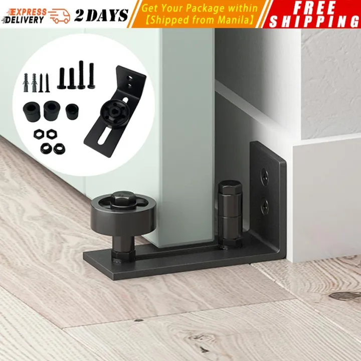 【Black Barn Door Stopper】Floor Guide Black Carbon Steel Limit Rail for ...