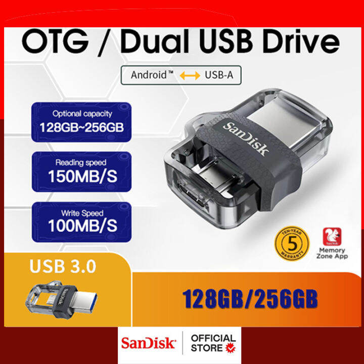 Acquista SanDisk Ultra® Dual Drive M3.0 Memoria Ausiliaria USB Per Smartphone E Tablet 128 Gb Usb 3 2 Gen 1x1 1650717 - Foto 2