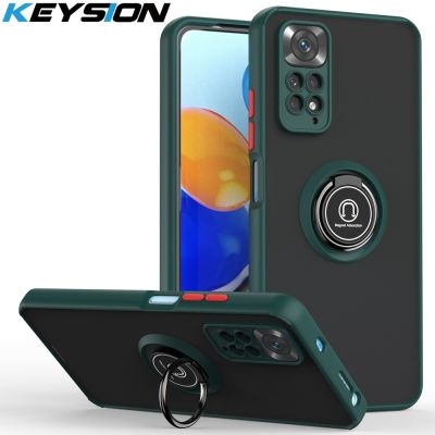 KEYSION Matte Case for Redmi Note 11 Pro 5G 12S 12 Pro 5G Transparent Ring Shockproof Phone Cover for Redmi Note 10 Pro 10C 10A