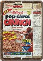 Kelloggs ป๊อปทาร์ต Crunch โปสเตอร์ศิลปะกล่องธัญพืชตกแต่งศิลปะที่ตลกป้ายตกแต่งเพ้นท์ป้ายดีบุกโลหะย้อนยุคอลูมิเนียมโบราณ