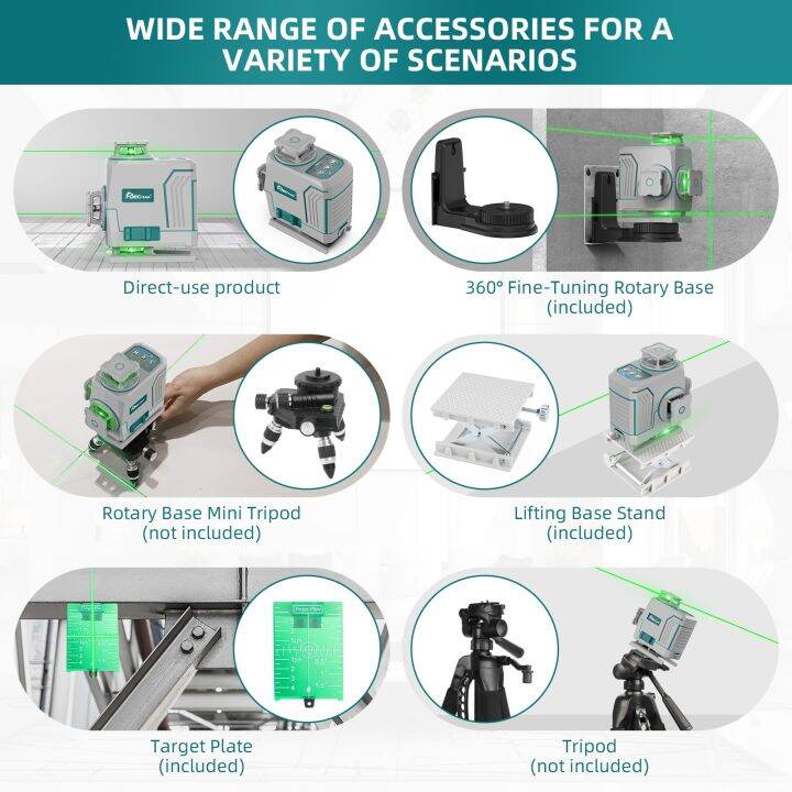 decteam-4d-เลเซอร์ปรับระดับตัวเอง16เส้น-อุปกรณ์เลเซอร์ควบคุมระยะไกลระดับสีเขียวพร้อมกระเป๋าเคสแข็งสำหรับพื้นกระเบื้อง