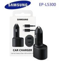 SJPJC-พอร์ต Samsung ซุปเปอร์เร็วคู่ดั้งเดิม (45W + 15W) ที่ชาร์จแบตในรถสำหรับ Galaxy S23อัลตร้า S23 + S22 S20พิเศษ S20 FE Note 10 Plus Note 20 Z พลิก3 Z พับ3 A91 A53 A52แท็บ A33 S8 S7 Typec PD อะแดปเตอร์ชาร์จเร็วด้วย5A สายเคเบิล USB C