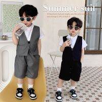 New☆ 2023 Summer Vest Set Korean Version Boys and Children Vest Two-Piece Set 1 มิถุนายน Catwalk Performance Handsome Costume Trendy