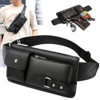 Travel Belt Multilayer Shoulder Bag Waterproof Bag Mens PU Leather Bag Outdoor Pocket Bag Mens Fanny Pack