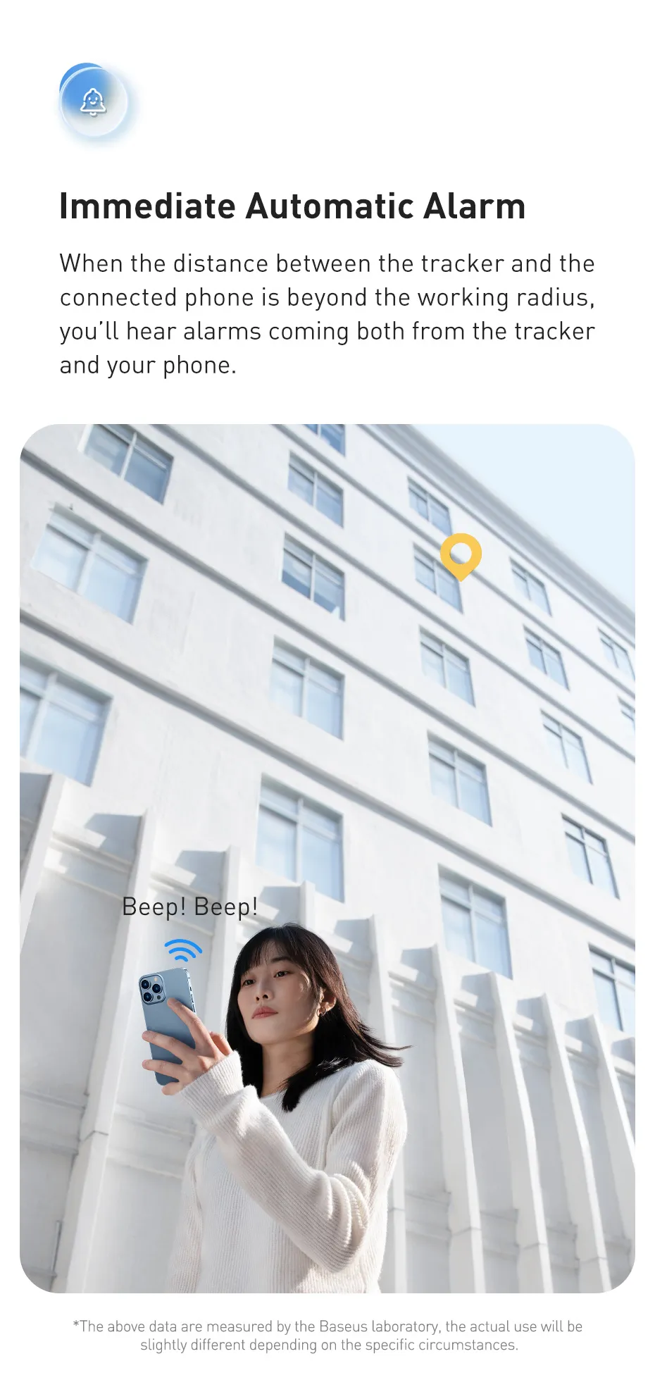 Tính năng báo động của Tag Bluetooth Baseus T2 Pro