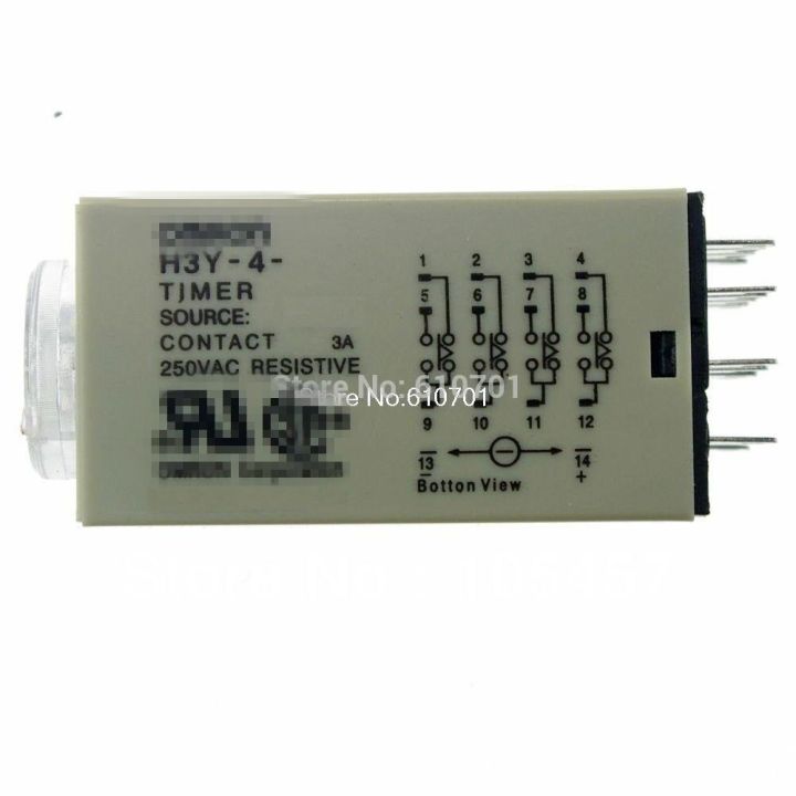 1ชิ้น12vdc-24vac-110vac-220vac-รีเลย์-h3y-4เปิด-ตั้งเวลา3วินาที4pdt-14พิน3a