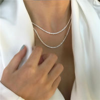 New Fashion Flashing Starry Choker Necklace 925 Sterling Silver Clavicle Chain Women Fine Jewelry For Wedding