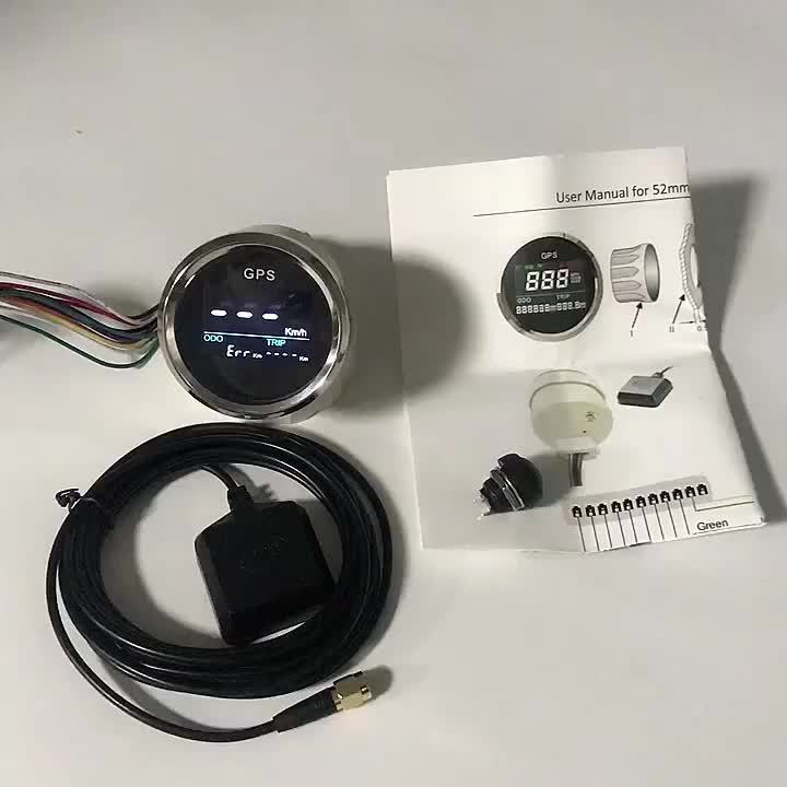 H Digital Mini 52mm GPS Speedometer Speed Gauge GPS Antenna Speed